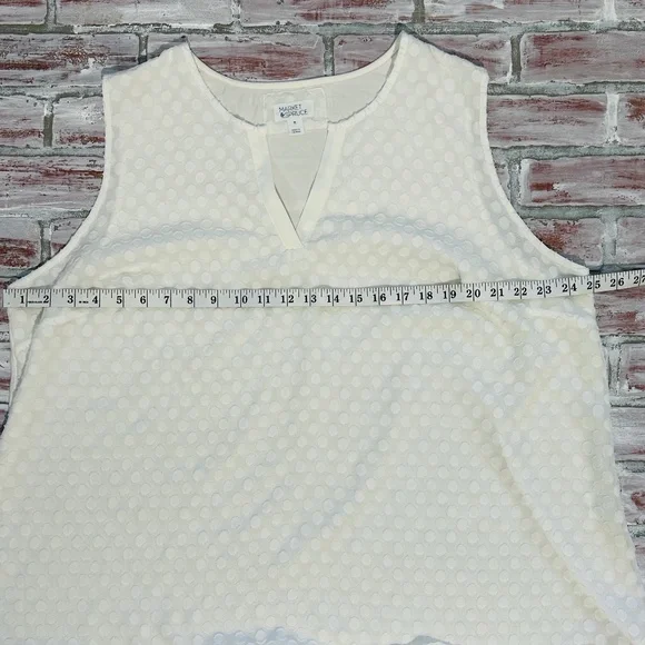 Market & Spruce White Tank Top Womens 3X With White Dot Accents - Picture 5 of 7